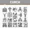 Church Christianity Collection Icons Set Vector