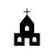 Church. Church icon isolated on white and background. Black chapel icon. Pictogram of christian, catholic and baptism building