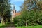 Church with church path in the Groningen village of Eenum