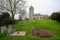 Church and churchyard in English village