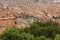 Church of the Company of Jesus and the Plaza de Armas square view from Sacsayhuaman citadel, Cusco, Peru