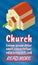 Church concept banner, comics isometric style