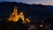 Church in a Corsican landscape by night