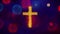 Church Cross Christianity Religion Icon Symbol on Colorful Fireworks Particles.