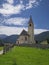 Church dated back to the 16th century of St. Vitus, St. Veit in the Village of Braies, Italy