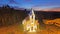 Church, in the Desvio Machado Carlos Barbosa - Brazil. View from high to dusk