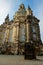 Church dome Frauenkirche Dresden with Neumarkt in vertical format