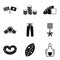Church donation icons set, simple style