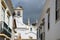 Church facade in Old town Faro Portugal