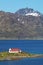 Church in fjord on Lofoten islands in Norway