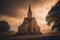 Church in the foggy morning. Conceptual image for faith, spirituality and religion. generative ai