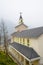 Church in foggy winter