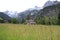 Church at the foot of mountains