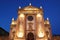 Church front at dusk