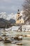 Church with German Alps in Ramsau, Bavaria