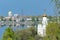 Church with golden domes and place religion of orthodox christian.