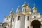 The church with golden roofs under the sky