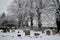 Church graveyard in the snow