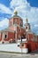 The church of the Holy Apostles Peter and Paul by the Yauza Gate under cloudy sky, Moscow, Russia. 1700 year built