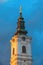 The Church of Holy Dormition tower in Novi Sad, Serbia. Beautiful orthodox religious building in summer sunset
