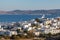 Church houses and bay in Adamas village