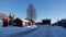 Church houses of Gammelstad in winter in Sweden