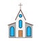 Church icon. Easter label on white Background. Cartoon style. Vector Illustration