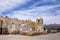 Church of the Immaculate Conception with mountains behind in Yanque, Colca Canyon, Peru.