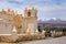 Church of the Immaculate Conception with mountains behind in Yanque, Colca Canyon, Peru.