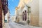 Church of the Incarnation and old street in Valencia de Alcantara, Caceres, Extremadura, Spain