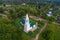 Church of the Intercession aerial photography. Tutaev, Russia