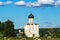 Church of the Intercession of the Holy Virgin on the Nerl River on the bright summer day.