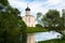 Church of the Intercession of the Holy Virgin on the Nerl River on the bright summer day.