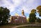 Church in Kernave surrounded by oaks