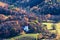 Church in Kvetnov - autumn aerial photo