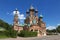 Church of the life-giving Trinity in Ostankino in summer. Monument of old russian cult architecture late 17th century. Moscow,