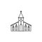 Church line icon, religion building elements,