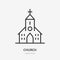 Church line icon, vector pictogram of catholic chapel building. Religious house illustration, sign for christian logo