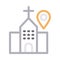 Church location  color line icon