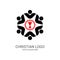 Church logo and biblical symbols. The unity of believers in Jesus Christ, the worship of God, participation in the evening