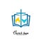Church logo. Christian symbols. The Bible, the cross of the Lord, and the dove are the Holy Spirit