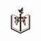 Church logo. Christian symbols. Bible, Holy Scripture, the cross of Jesus Christ and the Holy Spirit as a dove