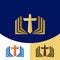 Church logo. Christian symbols. The cross of Jesus Christ and the Holy Scriptures