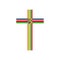 Church logo. Christian symbols. Cross of Jesus Christ and mosaic.