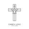 Church logo. Christian symbols. The Cross of Jesus Christ and the Symbol of the Holy Spirit are a dove and a flame