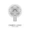 Church logo. Christian symbols. The Cross of Jesus Christ and the Symbol of the Holy Spirit are a dove and a flame