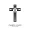 Church logo. Christian symbols. The Cross of Jesus Christ and the Symbol of the Holy Spirit are a dove and a flame