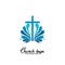 Church logo. Christian symbols. The cross of Jesus Christ and wave elements