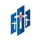 Church logo. Christian symbols. Cross of Jesus and graphic design elements