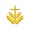 Church logo. Christian symbols. Cross and wheats